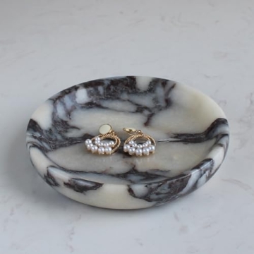 Calacatta Viola Marble Jewelry Dish - Elegant Trinket Holder