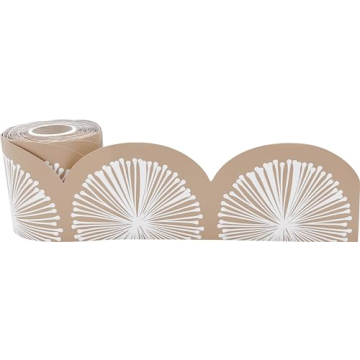 Natural Poms Scalloped Border Trim - Versatile Classroom Decor