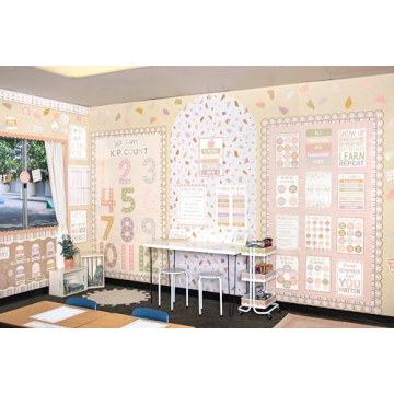 Natural Poms Scalloped Border Trim - Versatile Classroom Decor