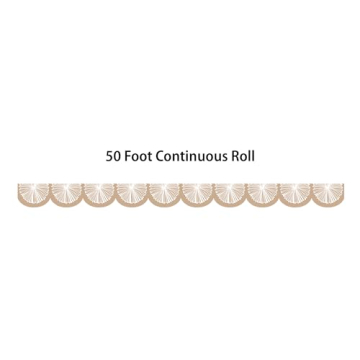 Natural Poms Scalloped Border Trim - Versatile Classroom Decor