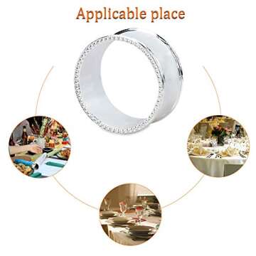 Frjjthchy 6 Pcs Stainless Steel Bead Side Napkin Rings Delicate Serviette Buckles (Silver)