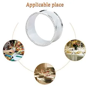 Frjjthchy 6 Pcs Stainless Steel Bead Side Napkin Rings Delicate Serviette Buckles (Silver)