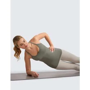 CRZ YOGA Seamless Workout Tank Tops for Women Racerback Athletic Camisole Sports Shirts with Built in Bra Dark Green Small
