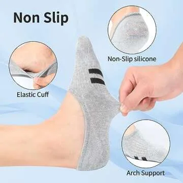 IDEGG No Show Socks Womens and Men Low Cut Ankle Short Anti-slid Athletic Running Novelty Casual Invisible Liner Socks (US, Numeric, 5, 8.5, Regular, Regular, 12, 12 Pairs-Stripe Style)
