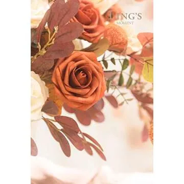 Ling’s Moment Artificial Flowers 25Pcs Burnt Orange Roses Decor