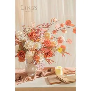 Ling’s Moment Artificial Flowers 25Pcs Burnt Orange Roses Decor