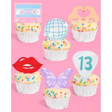 xo, Fetti Eras Party Cupcake Toppers - 24 pcs | Concert Party Cake Decoration, Bachelorette Decor, B...