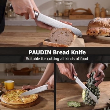 PAUDIN Ultra Sharp German Steel Bread Knife with Pakkawood Handle