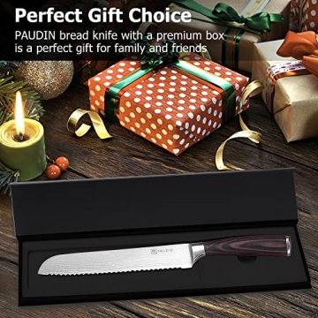 PAUDIN Ultra Sharp German Steel Bread Knife with Pakkawood Handle
