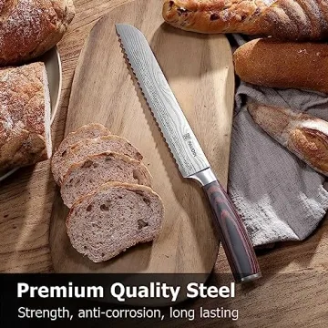 PAUDIN Ultra Sharp German Steel Bread Knife with Pakkawood Handle