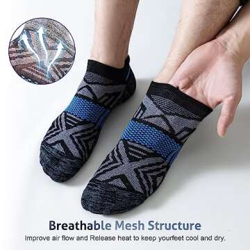 Cirorld Mens Ankle Athletic Socks Low Cut Running Socks with Soft Cushion, Anti-blister Breathable W...
