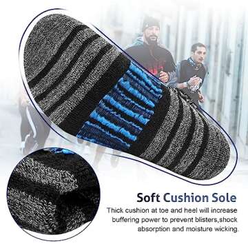 Cirorld Mens Ankle Athletic Socks Low Cut Running Socks with Soft Cushion, Anti-blister Breathable Wicking Workout Sports Socks 6 Pairs