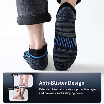 Cirorld Mens Ankle Athletic Socks Low Cut Running Socks with Soft Cushion, Anti-blister Breathable Wicking Workout Sports Socks 6 Pairs