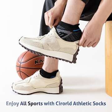 Cirorld Mens Ankle Athletic Socks Low Cut Running Socks with Soft Cushion, Anti-blister Breathable Wicking Workout Sports Socks 6 Pairs