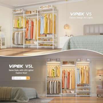 VIPEK V5 Portable Closet Wardrobe Heavy Duty Clothes Rack Freestanding Metal Clothing Rack, White