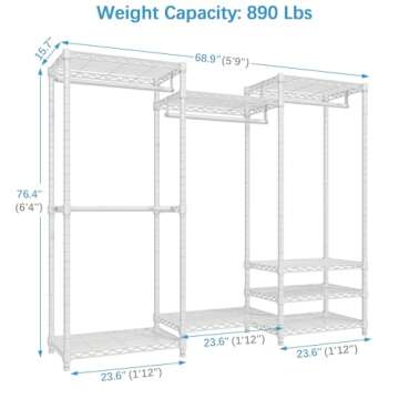 VIPEK V5 Portable Closet Wardrobe Heavy Duty Clothes Rack Freestanding Metal Clothing Rack, White