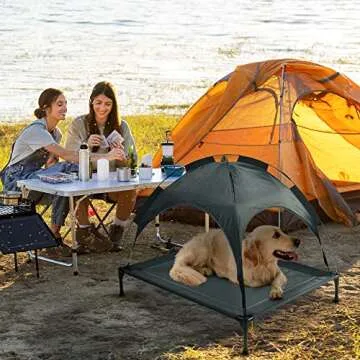 Go Gear by Max & Marlow Outdoor Dog Bed with Canopy, Portable Dog Cot for Summer Adventures