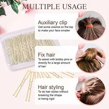 U Shaped Hair Pins, IKOCO 2.4inch Bun Hair Pins for Women with Storage Box, Gold