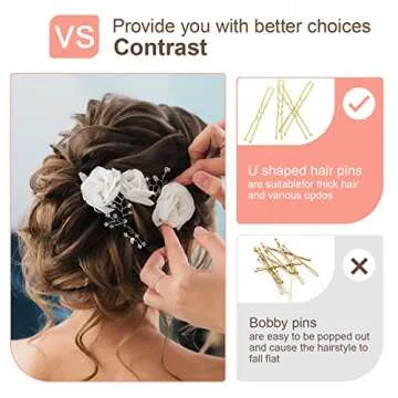 U Shaped Hair Pins, IKOCO 2.4inch Bun Hair Pins for Women with Storage Box, Gold