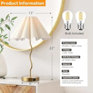 EOEYYOYB Gold Table Lamps Set - Modern Dimmable Touch Lamp