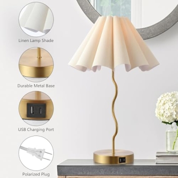 EOEYYOYB Gold Table Lamps Set - Modern Dimmable Touch Lamp