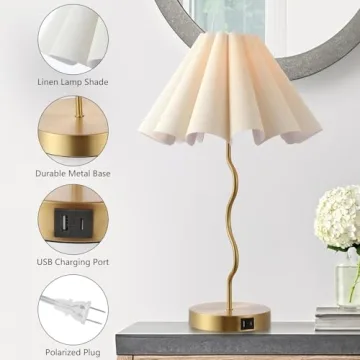 EOEYYOYB Gold Table Lamps Set - Modern Dimmable Touch Lamp