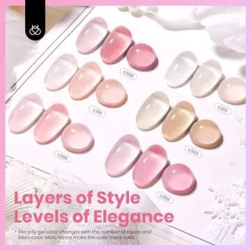 Beetles Nude Pink Gel Nail Polish Set，Light Pink Jelly 6 Color Spring Gel Nail Polish High Gloss Soak Off Gel Art Manicure Salon Colorful Bottle Gel Gifts for Women