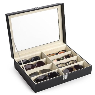 CO-Z Leather Multi Sunglasses Organizer for Women Men, Eyeglasses Eyewear Display Case with 8 Slots,...