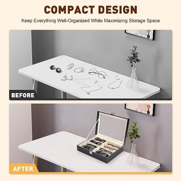 CO-Z Leather Multi Sunglasses Organizer for Women Men, Eyeglasses Eyewear Display Case with 8 Slots, Jewelry Watch Organizer, Sunglasses Jewelry Collection Case, Sunglass Glasses Storage Holder Box