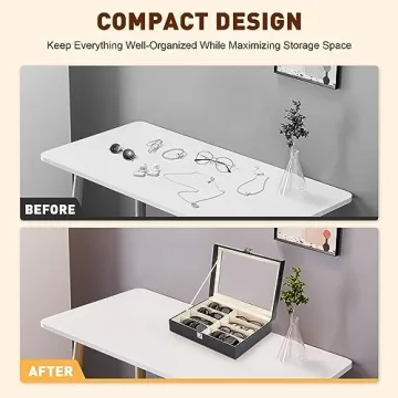 CO-Z Leather Multi Sunglasses Organizer for Women Men, Eyeglasses Eyewear Display Case with 8 Slots, Jewelry Watch Organizer, Sunglasses Jewelry Collection Case, Sunglass Glasses Storage Holder Box