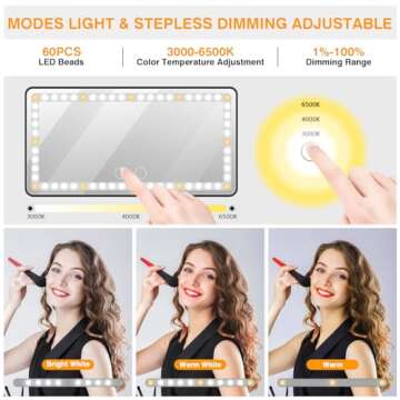 Stylish Car Vanity Mirror - Rechargeable LED Mirror for All Vehicles