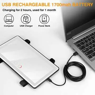 Rechargeable Car Vanity Mirror with 60 LEDs & 3 Modes