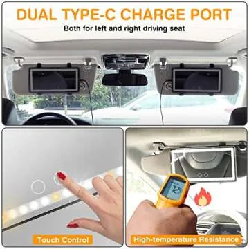 Rechargeable Car Vanity Mirror with 60 LEDs & 3 Modes