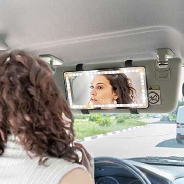 Rechargeable Car Vanity Mirror with 60 LEDs & 3 Modes