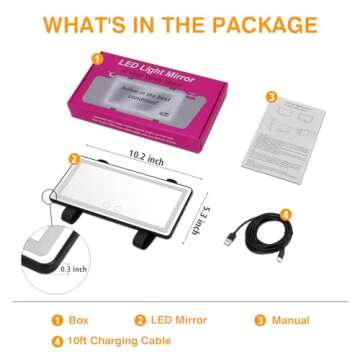 Rechargeable Car Vanity Mirror with 60 LEDs & 3 Modes