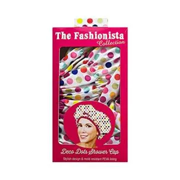 Reusable Shower Cap & Bath Cap & Lined, Oversized Waterproof Shower Caps Large Designed for all Hair Lengths with PEVA Lining & Elastic Band Stretch Hem Hair Hat - Fashionista Deco Dots