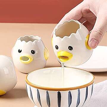 Cartoon Egg Separator Mini Egg White and Yolk Separator Practical and Simple Ceramic Egg Separator S...