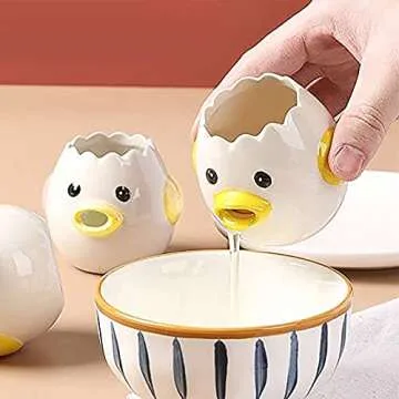 Cartoon Egg Separator Mini Egg White and Yolk Separator Practical and Simple Ceramic Egg Separator S...