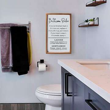 VILIGHT Bathroom Rules Sign House Warming Gifts for New Home - Farmhouse Toilet Decorations Restroom...