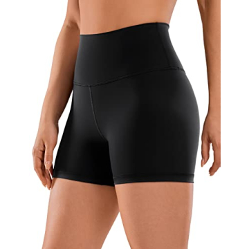 CRZ YOGA Women's Naked Feeling Biker Shorts - 4 Inches High Waist Yoga Workout Running Gym Spandex S...