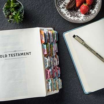 DIVERSEBEE Laminated Bible Tabs (Large Print, Easy to Apply), Bible Study Journaling Supplies, Bible Index Book Tabs for Women, Bible Accessories (Diverse)
