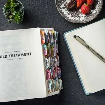 DIVERSEBEE Laminated Bible Tabs (Large Print, Easy to Apply), Bible Study Journaling Supplies, Bible Index Book Tabs for Women, Bible Accessories (Diverse)