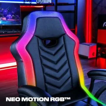 X Rocker Prism RGB LED Lounging Video Gaming Pedestal Chair with Armrests, Wireless Bluetooth Audio, Foldable, Vegan Leather, Amazon Exclusive, Black