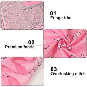 AWAYTR Sparkly Fringe Bandanas Disco Cowgirl Bachelorette Bandana Last Disco Party Nashville Bandanas with Tassel Trim Head Bandana for Women and Men (Pink*3)