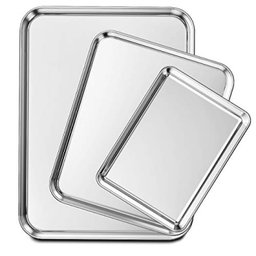 Wildone Stainless Steel Baking Sheet Set - 3 Sizes, Non-Toxic & Easy Clean