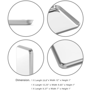 Wildone 3-Piece Stainless Steel Baking Sheet Set Non-Toxic