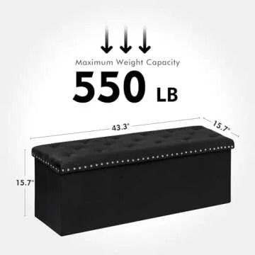 Stylish and Sturdy PINPLUS Black Storage Ottoman