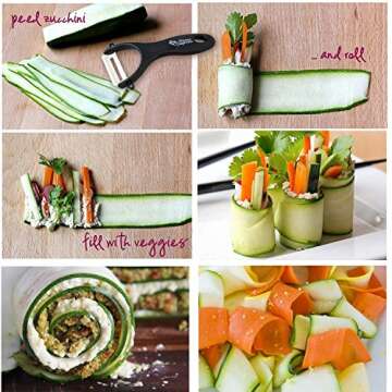 Zucchini Spaghetti Maker Complete Bundle - Best Spiraler Spiralizer with Peeler & Brush - Noddle Zoodler to Spiral Julienne & Fettuccine Pasta Hand Slicer - Low Carb/Keto/Paleo/Gluten Free CookBook