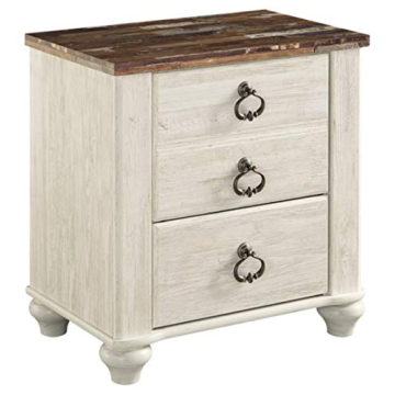 Signature Design by Ashley Willowton Farmhouse Nightstand with USB Ports and Rustic Finish