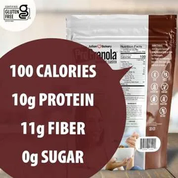 Julian Bakery® ProGranola® Cereal | Chocolate | 10g Protein | Paleo | 2 Net Carbs | Gluten-Free | Grain-Free | 17 Servings